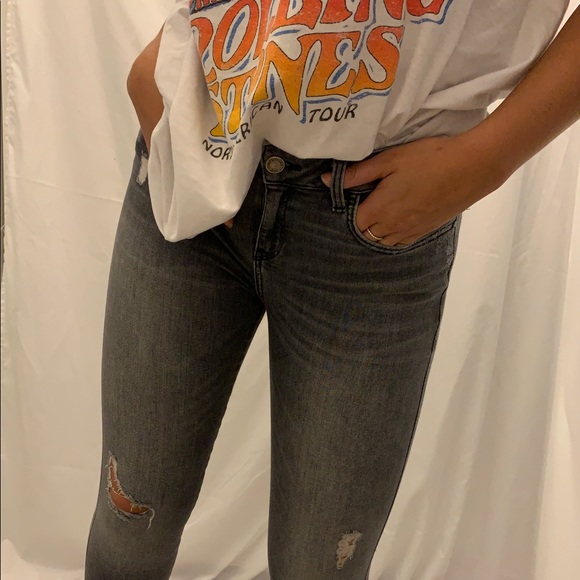 Zara Grey Wash Ripped Skinny Jeans - Picture 3 of 5